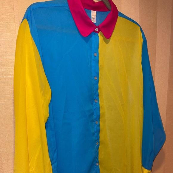 AMERICAN APPAREL Color Block Chiffon Shirt - Picture 6 of 8